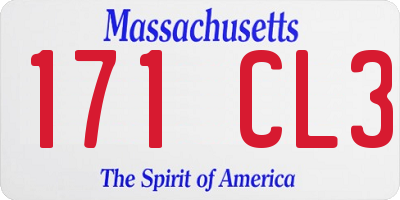 MA license plate 171CL3