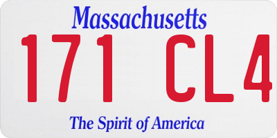 MA license plate 171CL4