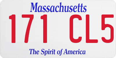 MA license plate 171CL5