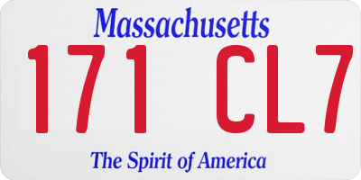 MA license plate 171CL7