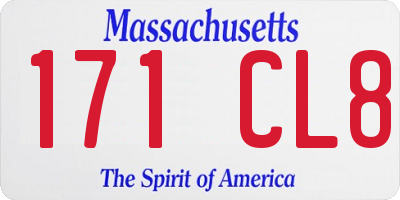 MA license plate 171CL8
