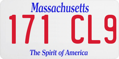 MA license plate 171CL9