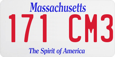 MA license plate 171CM3
