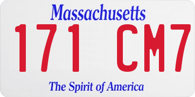 MA license plate 171CM7