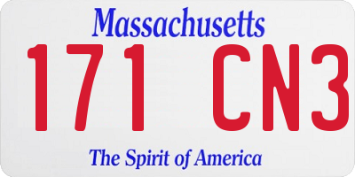 MA license plate 171CN3