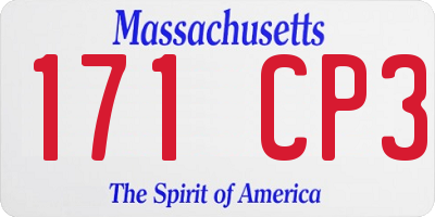 MA license plate 171CP3