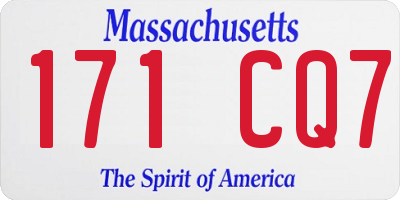 MA license plate 171CQ7