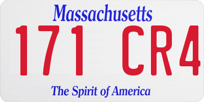 MA license plate 171CR4