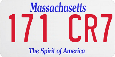 MA license plate 171CR7