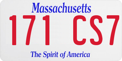 MA license plate 171CS7