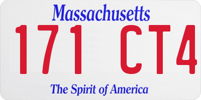 MA license plate 171CT4