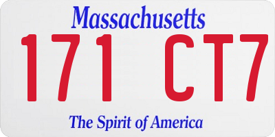 MA license plate 171CT7