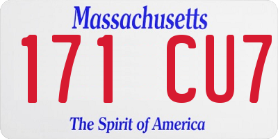 MA license plate 171CU7