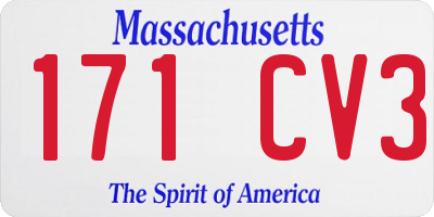 MA license plate 171CV3