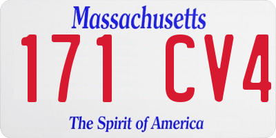 MA license plate 171CV4