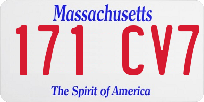 MA license plate 171CV7