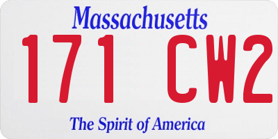 MA license plate 171CW2