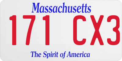 MA license plate 171CX3