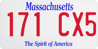 MA license plate 171CX5