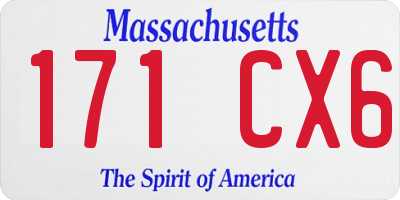 MA license plate 171CX6