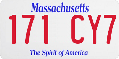 MA license plate 171CY7