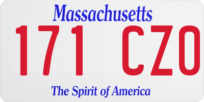 MA license plate 171CZ0