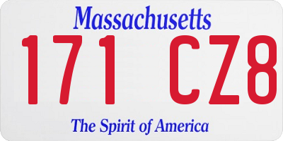 MA license plate 171CZ8