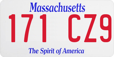 MA license plate 171CZ9