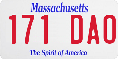 MA license plate 171DA0