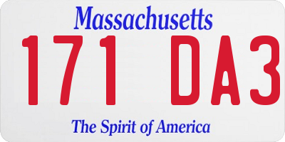 MA license plate 171DA3