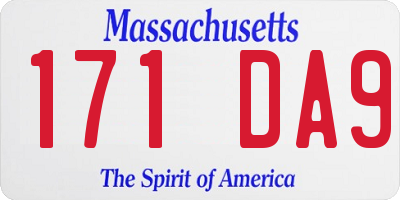 MA license plate 171DA9