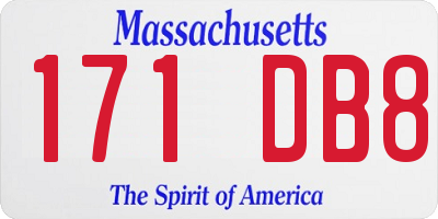 MA license plate 171DB8