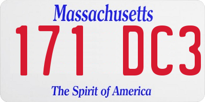 MA license plate 171DC3