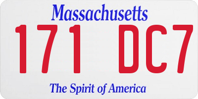 MA license plate 171DC7