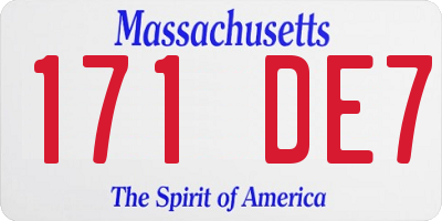 MA license plate 171DE7