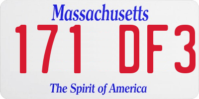 MA license plate 171DF3