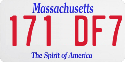 MA license plate 171DF7