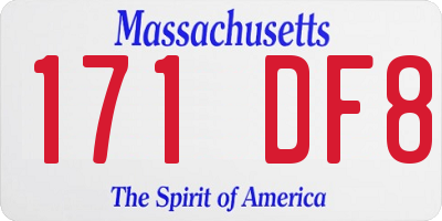 MA license plate 171DF8