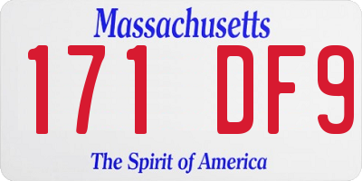 MA license plate 171DF9