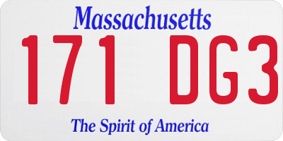 MA license plate 171DG3