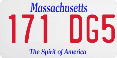 MA license plate 171DG5
