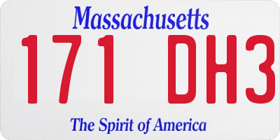 MA license plate 171DH3
