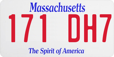 MA license plate 171DH7