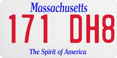 MA license plate 171DH8