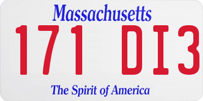 MA license plate 171DI3