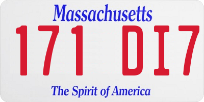 MA license plate 171DI7
