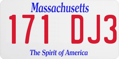 MA license plate 171DJ3