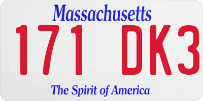 MA license plate 171DK3