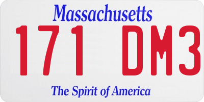 MA license plate 171DM3