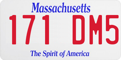 MA license plate 171DM5
